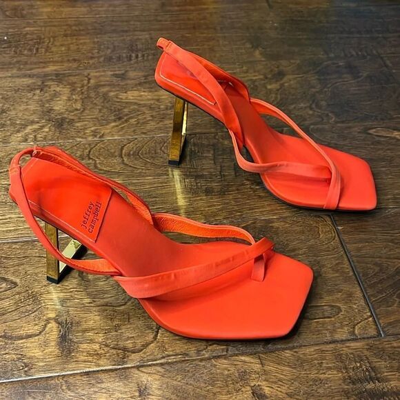 Jeffrey Campbell Mercantile Neoprene Strappy Sandal, Orange, size 7.5 - Picture 1 of 9